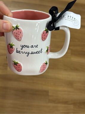 Rae Dunn Pink Strawberry "you are berry sweet" Ceramic Mug